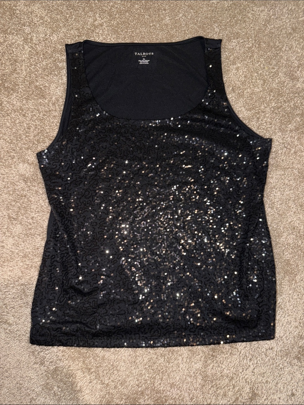 Talbots Black Sequin Tank Top - Size XL